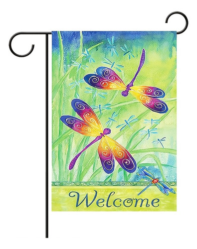 Bandera De Jardín Impresa En 3d Libélula 30*45cm