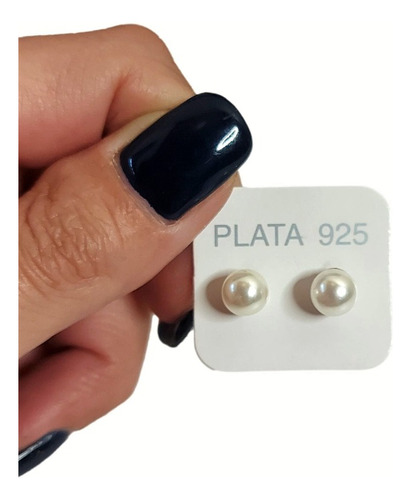 Aros De Perla Blanca 7mm A Rosca Plata 925