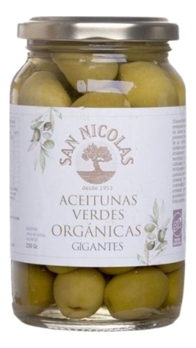 Aceitunas Verdes Orgánicas En Salmuera San Nicolás 6 X 250gr