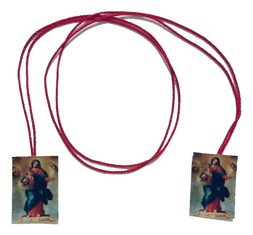 22 Collar Hilo Rojo Escapulario Virgen Del Rosario