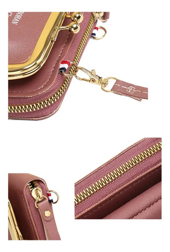 Monedero Largo For Mujer Con Mini Bolsa Pequeña De Color Ca