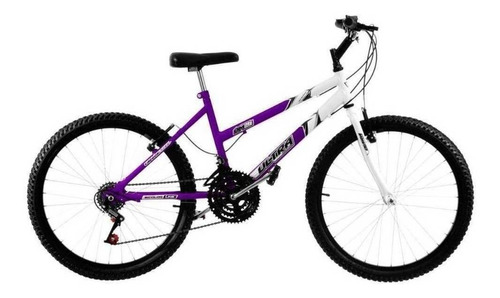 Bicicleta  de passeio Ultra Bikes Bike Aro 24 bicolor 18 marchas freios v-brakes cor lilás/branco