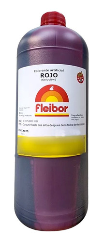 Colorante Líquido Comestible Fleibor Sin Tacc 1 Lit Rojo