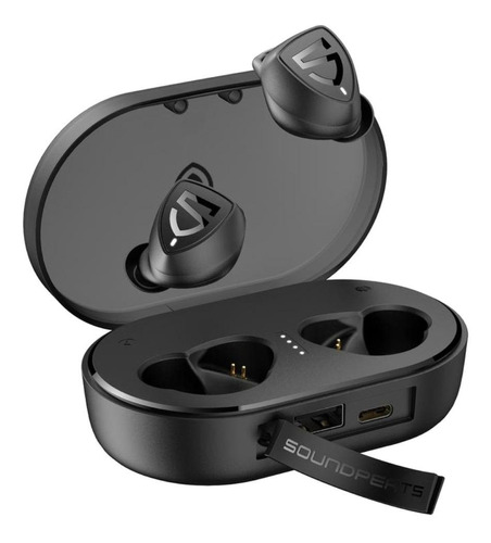 Fone de ouvido in-ear sem fio Soundpeats Trueshift 2 preto com luz LED