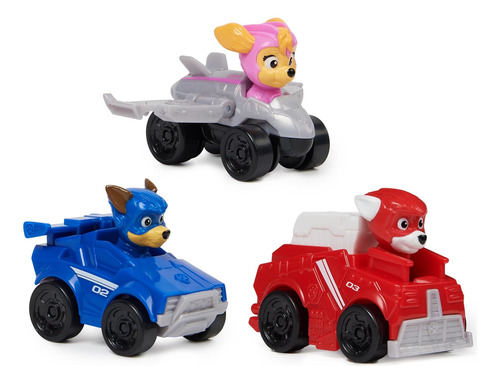 Paw Patrol Pack X3 Vehiculo Con Figura Chase Skye Marshall