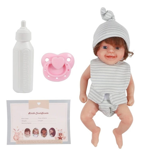 Mini Bebe Reborn Original Silicona Sólida Suave Flexible Boy