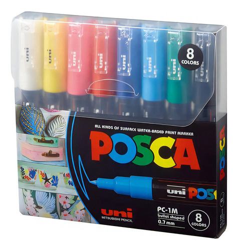 Marcadores Posca 1m Set 8 Colores Basicos