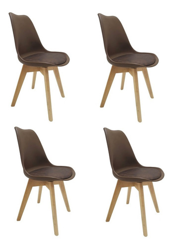Imagem 4 de 7 de 4 Cadeiras Saarinen Leda Base Wood - Sala Jantar Cozinha