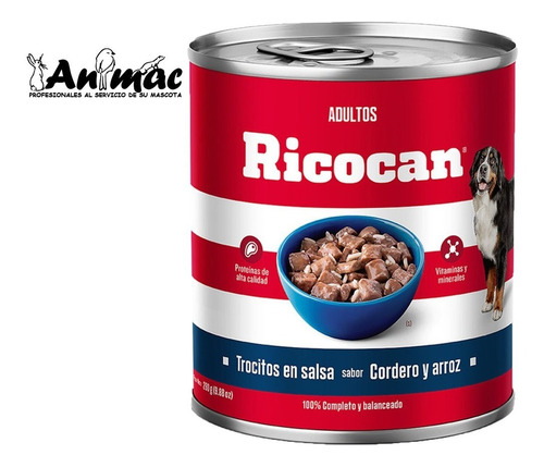 Ricocan Trocitos En Salsa Cordero Adulto 280gr