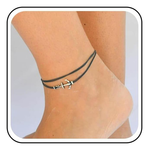 Aneneiceera Pulsera Tobillera De Ancla De Cuero En Capas Boh