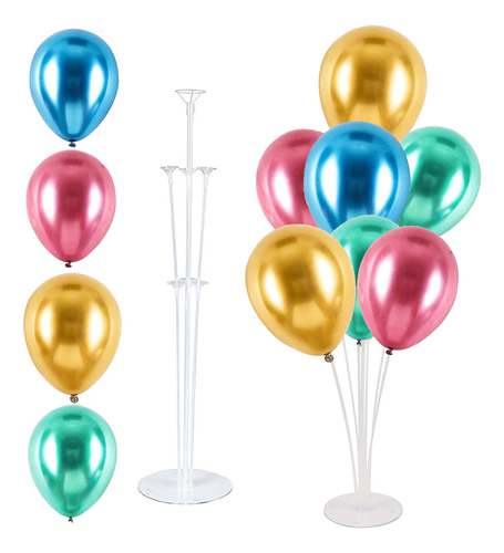 Set 13 Globos Perlados Fiesta +soporte160 Cm Alto N13 El Rey