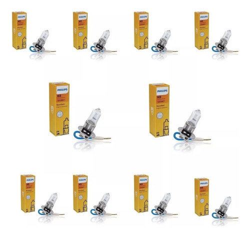 Kit 10 Lâmpada H3 Farol Alto Baixo Philips Standard 12v 55w