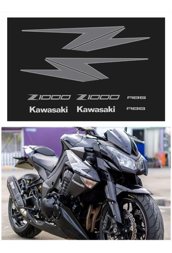 Kit Adesivo Para Kawasaki Z1000 2012 14178 Cor Cinza