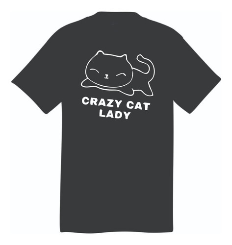 Camiseta Con Gato, Algodón, Negra, Cat, Estampa