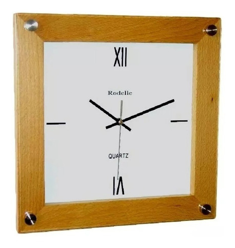 Reloj De Pared 019 C Estructura Madera Natural Fondo Blanco