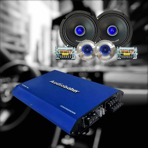 Amplificador 4ch Audiobahn+ Set De Medios 6.5 Audiolabs
