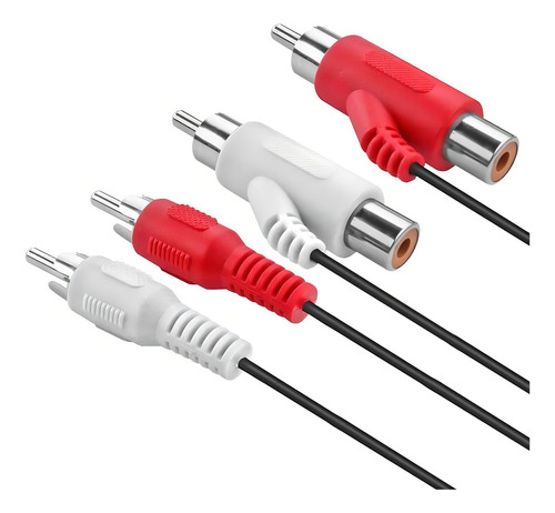 Cable 2 Rca A 2 Rca Macho + Rca Hembra Piggyback, 6 Pies