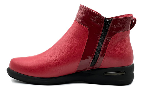 Bota Botineta Cuero Mujer Rojo