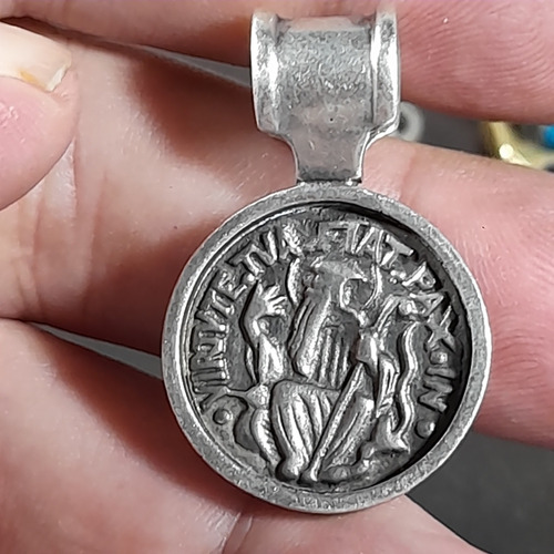 Imagem 10 de 10 de Pingente Medalha São Bento Prata E Ouro Antiga, Ótimo Estado
