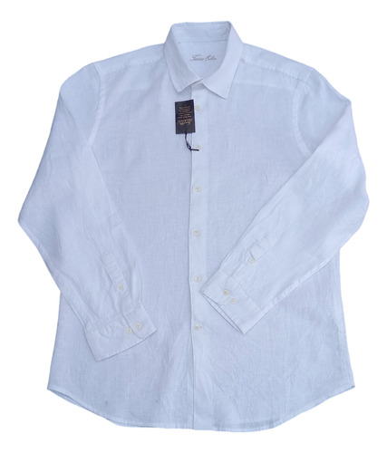 Camisa Blanca De Lino Tasso Elba Talla Xl Corte Regular Fit