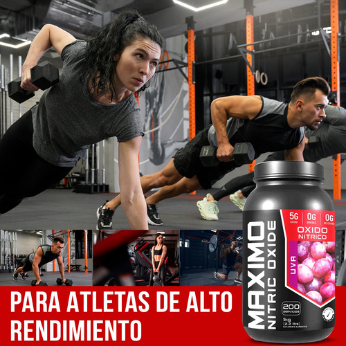 Óxido Nítrico Maximo Protein 1kg Pre Entreno 200 Servicios Uva