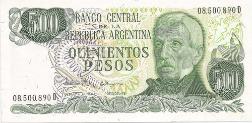 Billete 500 Pesos Ley 18.188 Bot.2433 De 1982 Sin Circular