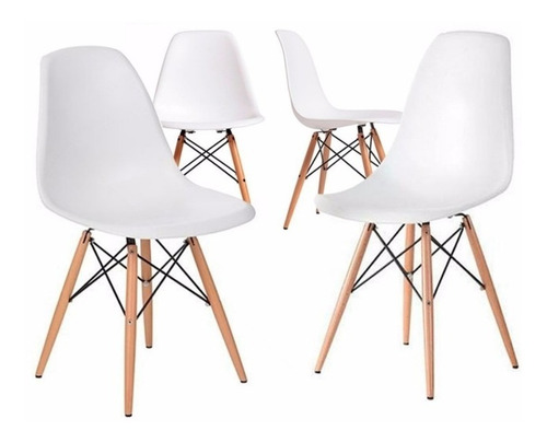 Imagen 1 de 3 de Set 4 Sillas Eames Blanco/negro - Envíos En 3 Días!