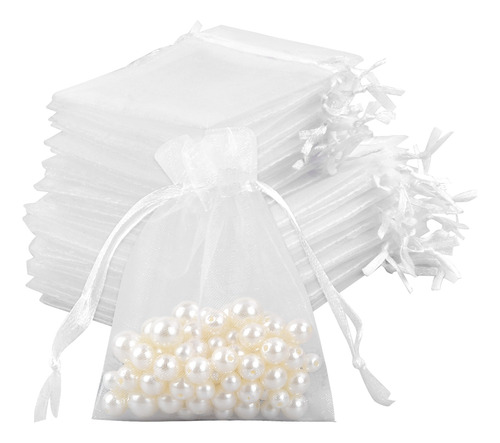 Pack 100 Bolsas Organza Tela Blanca 10x15 Cm