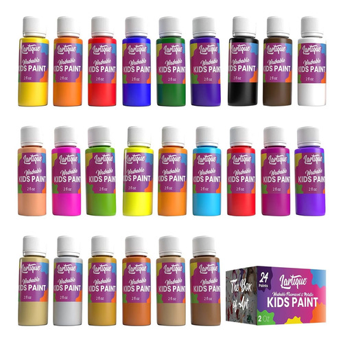 Lartique Pintura Lavable Para Nios, Pintura De Dedo De 24 Co