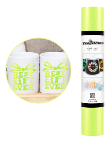 Teckwrap Vinil Adhesivo Verde Limon Corte Vaso Manualidades