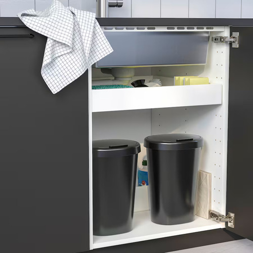 Bote De Basura 8l Doble Seccion Con Tapa Compacto Negro Negro