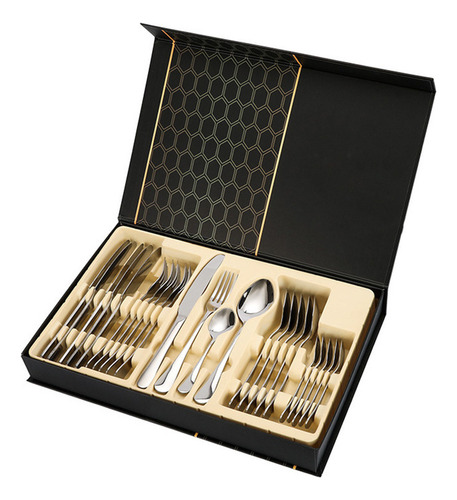 Juego De 24 Cubiertos De Acero Inoxidable: Cuchillo, Tenedor