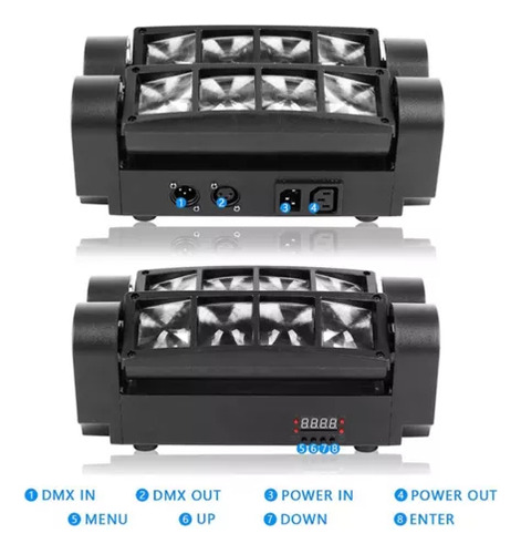 Luz de escenario LED mini spider rgbw efectos de luz Vebreda SL230P 127V luces color azul