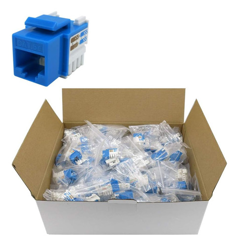 Conector Keystone Modular Cat5e Rj45, Estilo 110, Azul - Caj