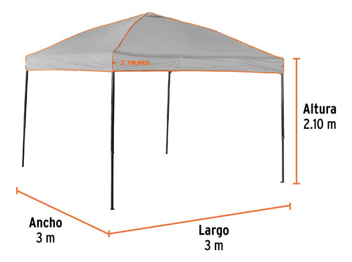Carpa Toldo Plegable Lona Impermeable Ajustable 3alturas 3x3