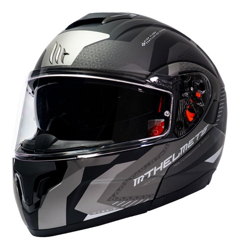 Casco De Moto Mt Helmets Atom Sv Híbrido Gris Mate + Fogoff