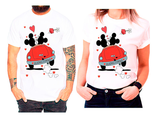 Polera Duo Parejas Día De Los Enamorados Mickey Y Minnie 092
