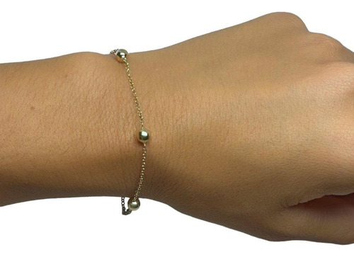 Pulseira Portuguesa Bolas Ouro 18k 750 Comprimento 18 Diâmetro 5 Cm