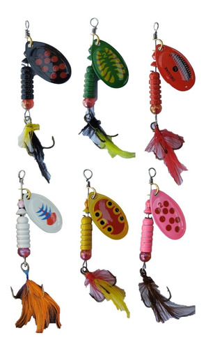 Spinner Mariposa Y Pluma Para Trucha Salmon 6 U/n 