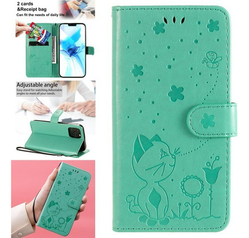 Z 2pcs Funda Para Samsung Galaxy A20 Cat Flip Cartera De Cuero