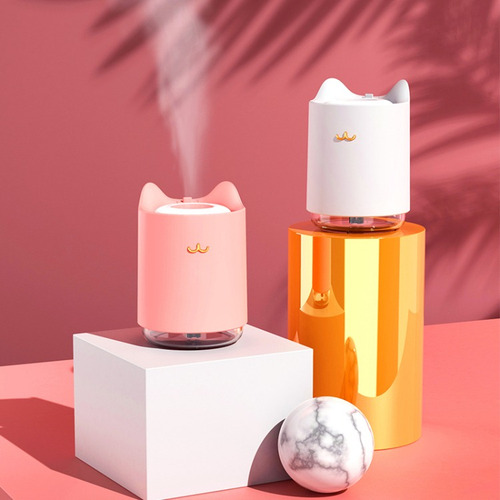 Humidificador Difusor Puerto Usb Gato Bigote 7 Luces 320ml