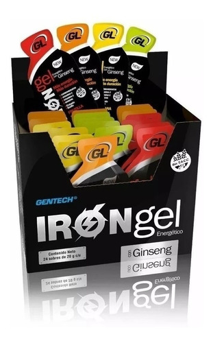 Iron Gel Ginseng X 24  20gr Unid Gentech Energía Sin Tacc