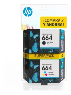 Pack Doble De Tintas Hp 664 Negro/tricolor - Original