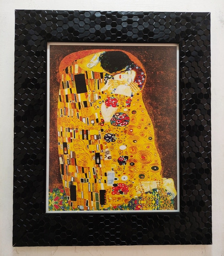 El Beso _  Klimt 35 X 30 Cms Marco Condesa Negro