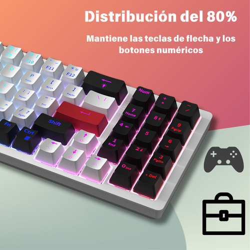 Teclado Mecánico 75% Zifriend R78 Usb-c Rgb De 78 Teclas Blanco-brown Switch Inglés Us