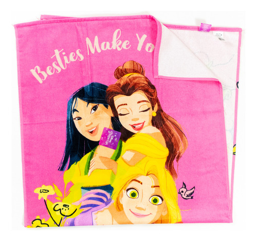 Toalla De Baño Princesas Disney, Textura Suave, 100% Algodón Color Rosa Friends Forever