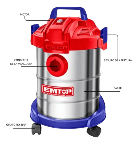 Aspiradora 12 Litros 800w Emtop Evcr0801