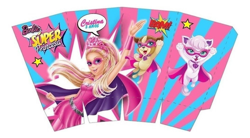 Kit Imprimible Barbie Super Princesa Candy Bar Cotillon 2x1