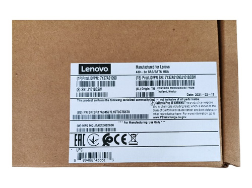 Tarjeta Pci Express Lenovo 7y37a01090 Sas Original