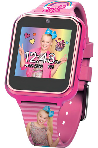 Accutime Nickelodeon Jojo Siwa - Reloj Inteligente De Aprendizaje Educativo Con Pantalla Táctil Para Niñas, Niños, Niños Pequeños, Cámara Selfie, Juegos De Aprendizaje, Alarma, Calculadora, Podómetro